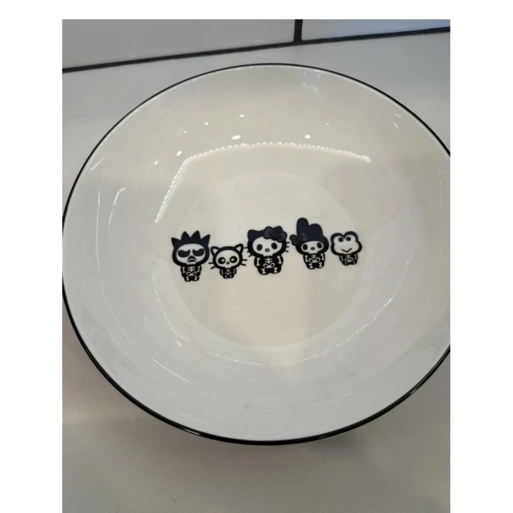 Hello Kitty And Friends Halloween Skeleton Bowls -Set Of Two In Black And White